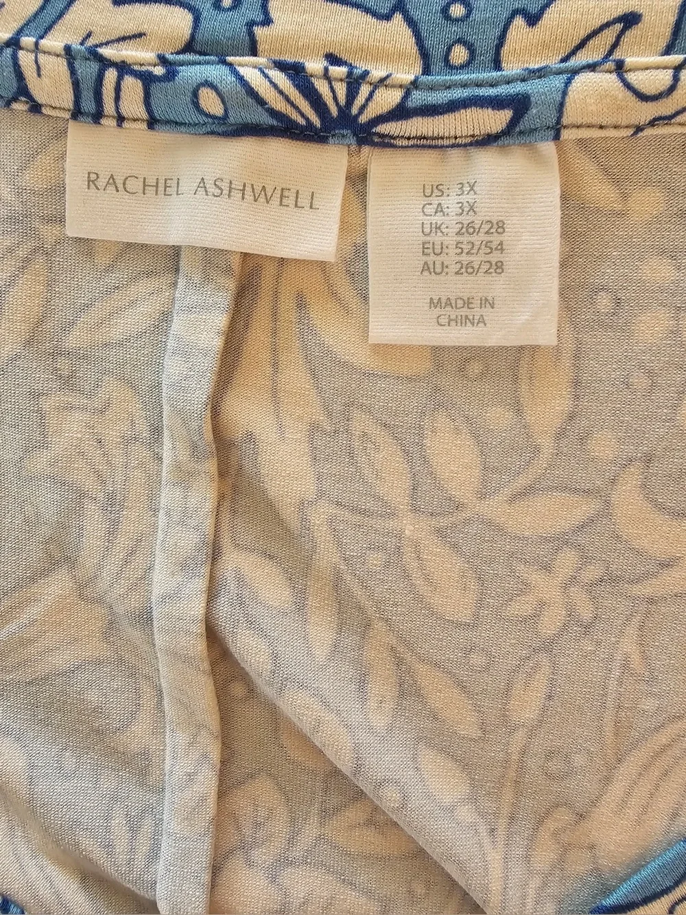 Blue & Cream Floral V-Neck Shift Dress size 22